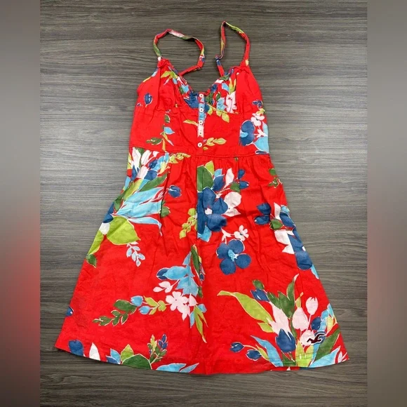 Hollister Red Floral Spaghetti Strap Sundress Size XS - Picture 2 of 9
